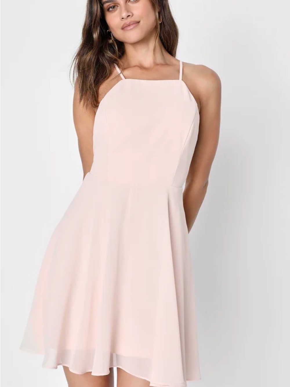 Lulu's Blush Pink Halter Mini Dress